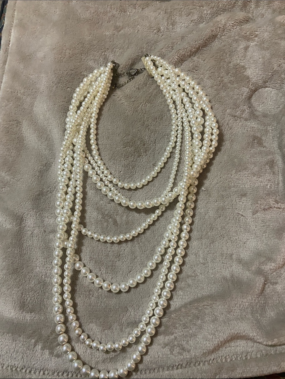 Chico's Cream Multi-Strand Faux Pearl Statement Necklace